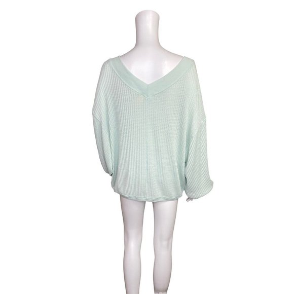 Free We The Free Light Green Oversize  Long Sleeve Thermal Waffle Top Large - Picture 5 of 7